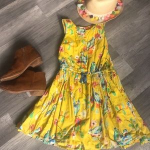 Mini Boden Bird Dress, size 6-7Y